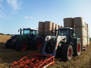 Tractors with straw bales